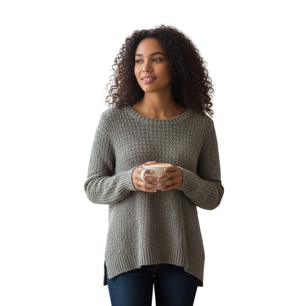 VICTORIAS SECRET Gray Textured Knit Sweater Size SP Crew Neck‎ Long Sleeve